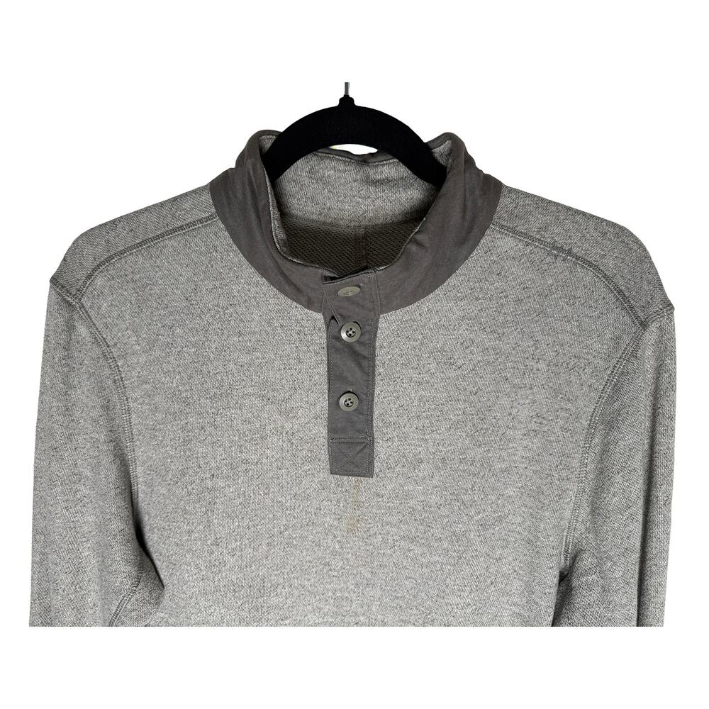 Lululemon Men's Le Pullover 1/4 Button Up Heathered Gray Sweater Kangaroo Pocket - Picture 4 of 9